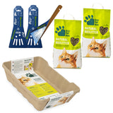 Nachhaltiges Katzenpflege Set aus Karton mit Katzenstreu und Zubehör