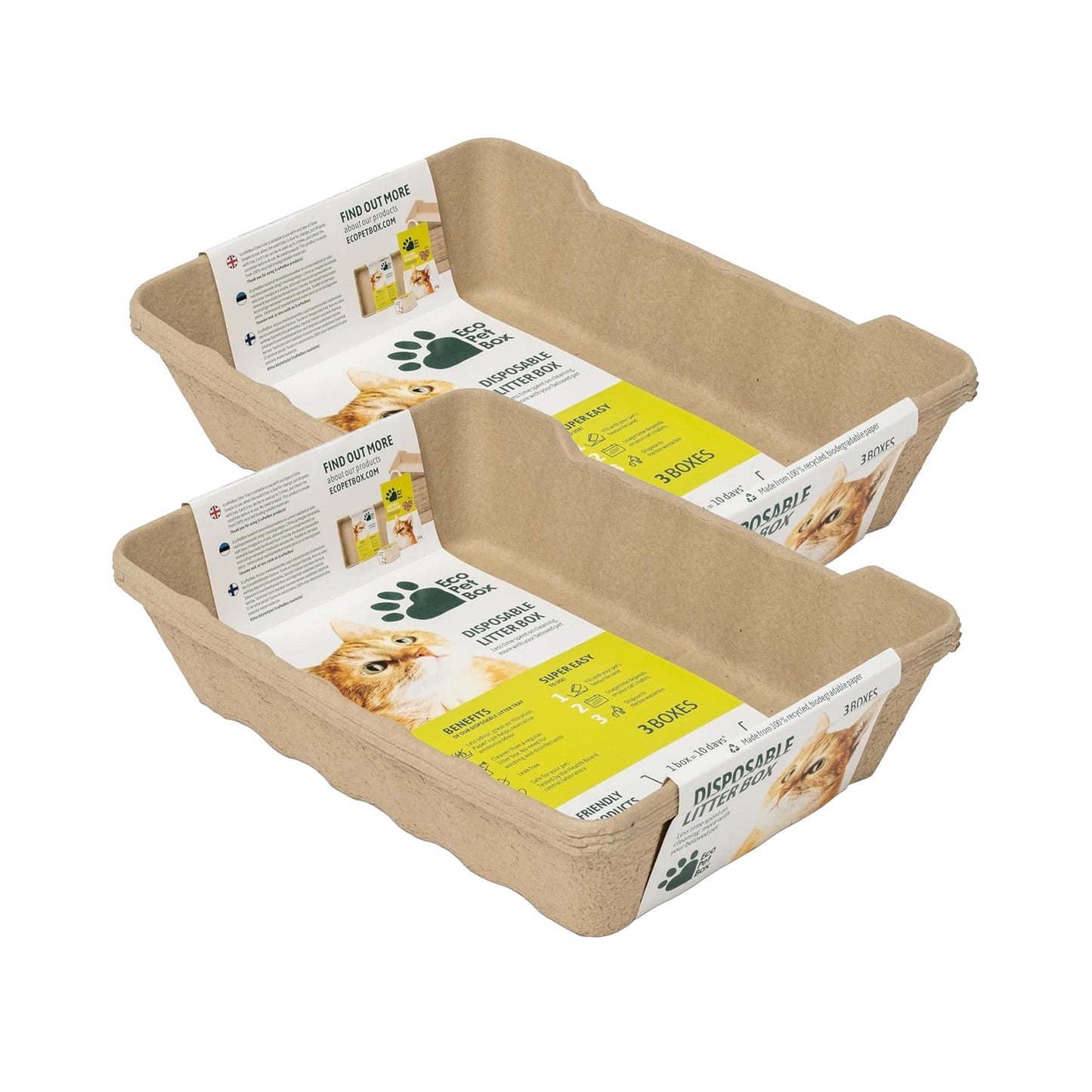 XL Katzentoilette aus Karton mit hohem Rand EcoPetBox