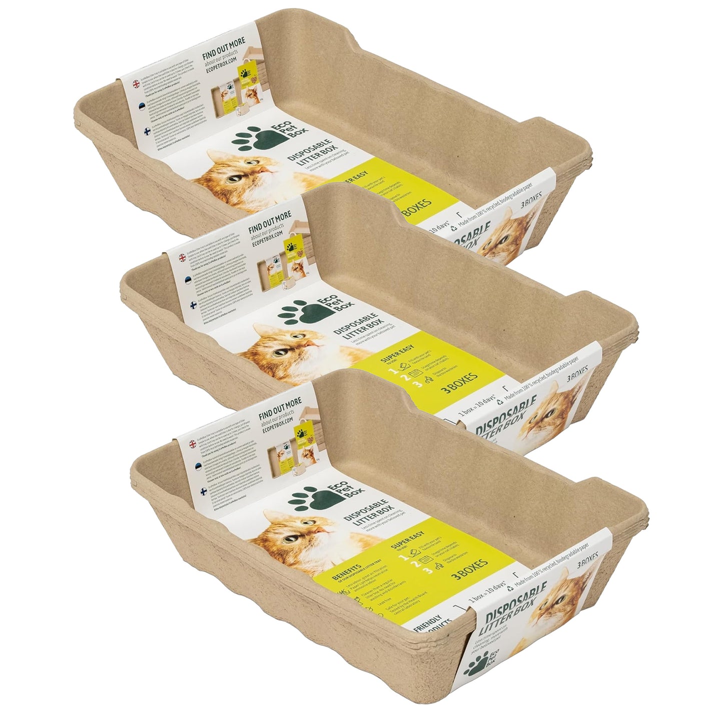 XL Katzentoilette aus Karton mit hohem Rand EcoPetBox
