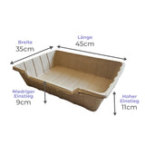 Recyclebare Katzentoilette aus Karton mit hohem Rand