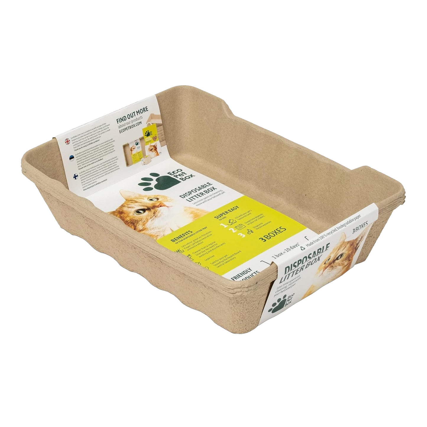 XL Katzentoilette aus Karton mit hohem Rand EcoPetBox