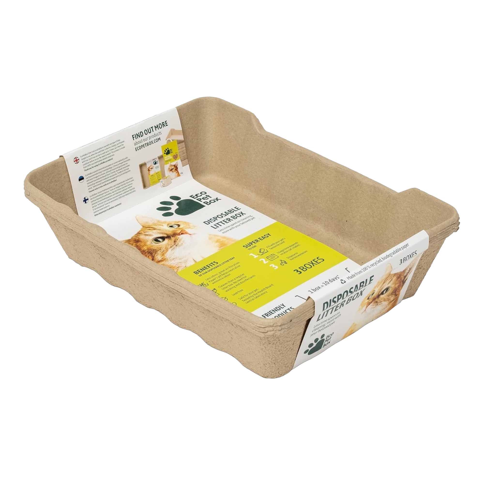 XL Katzentoilette aus Karton mit hohem Rand EcoPetBox